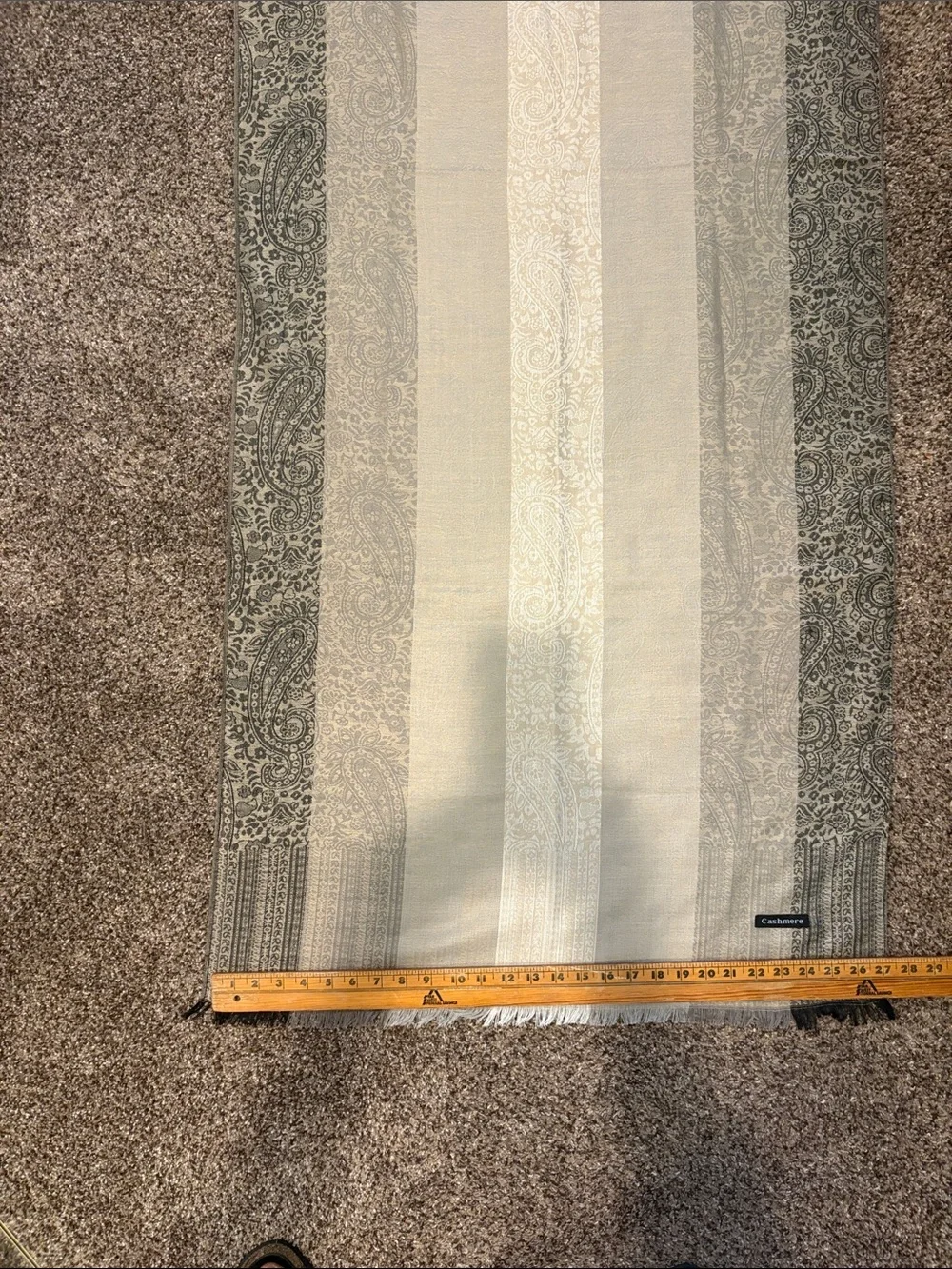 Neutral Paisley Throw - Beige and Gray